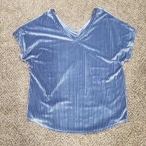 She & Sky Blue Velvet Shirt